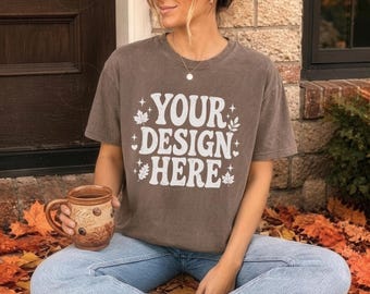 Espresso Comfort Colors 1717 Fall Autumn Halloween T-Shirt Mockup (Digital Download)