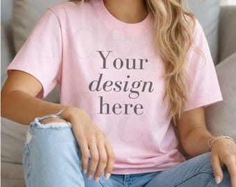 Blossom Comfort Colors 1717 Mockup C1717 Model Shirt Mock up