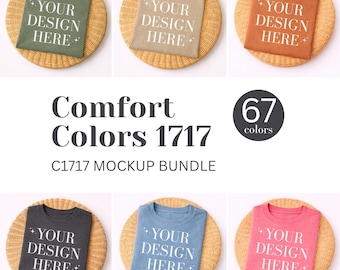 Comfort Colors 1717 Flat Lay Folded Tshirt Mockup Bundle CC1717 Shirt Mock ups