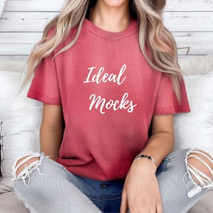 Comfort Colors Mockup Crimson Comfort Colors 1717 Oversized Shirt Mockup JPEG