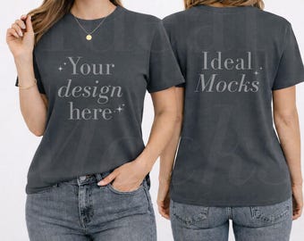 Comfort Colors Pepper Mockup Vorder- und Rückenmockup Comfort Colors 1717 Oversized Shirt Mockup JPEG