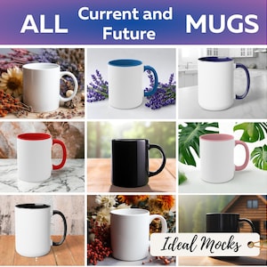 Mug Mockup Bundle All Current and Future Mugs POD Mockups Accent Coffee Two Tone Black White 11oz 15oz Mock ups JPG