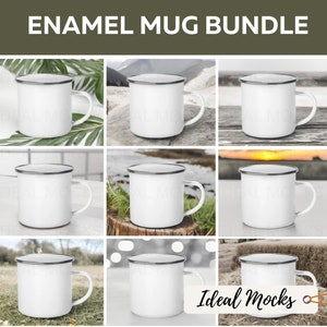 Enamel Camping Mug Mockup Bundle Hollow Mug Cup Mock up 12oz JPEG