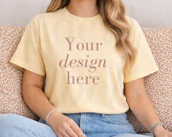 Butter Comfort Colors 1717 Model Mockup C1717 Shirt Mockups