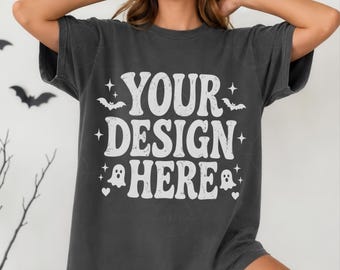 Comfort Colors 1717 Pepper Fall Halloween Mockup C1717 Oversized Tee Mock-up (Digital Download)