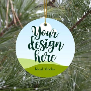 Canva Christmas Ornament Video Mockup   Trendy Product Mock up Blank POD Ornament temple