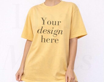 Mustard Comfort Colors 1717 Mockup C1717 Shirt Model Mock up