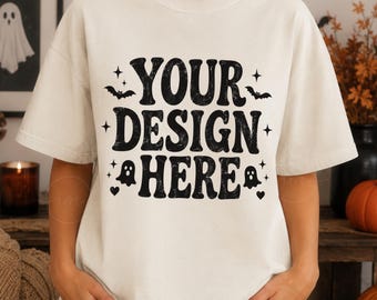 Comfort Colors 1717 Ivory Halloween Fall Autumn T-Shirt Mockup C1717  Shirt Mock up (Digital Download)