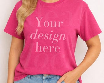 Heliconia Comfort Colors 1717 Mock up Oversized Shirt Model Mockup CC1717