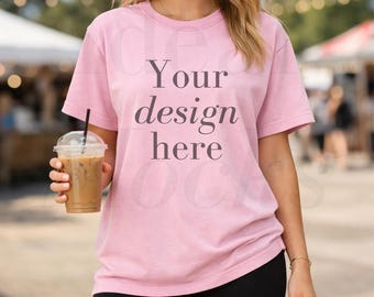 Blossom Comfort Colors 1717 Mockup C1717 Model Shirt Mock up