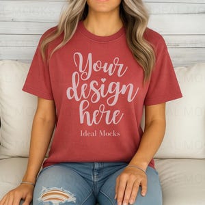 Comfort Colors Mockup Crimson Comfort Colors 1717 Oversized Shirt Mockup JPEG