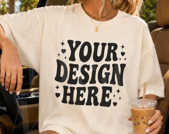 Ivory Comfort Colors 1717 T-shirt Mockup Trendy C1717 Model Shirt Mockups