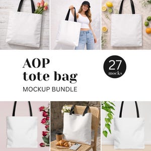 AOP Shopping Tote Bag Mockup Bundle with Black Color Handles Printify Mockups JPG