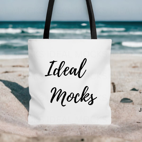AOP Shopping Beach Tote Bag Mockup with Black Handles Printify Lifestyle Mockups JPG