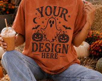 Comfort Colors 1717 Yam Fall Autumn Halloween T-Shirt Mockup (Digital Download)