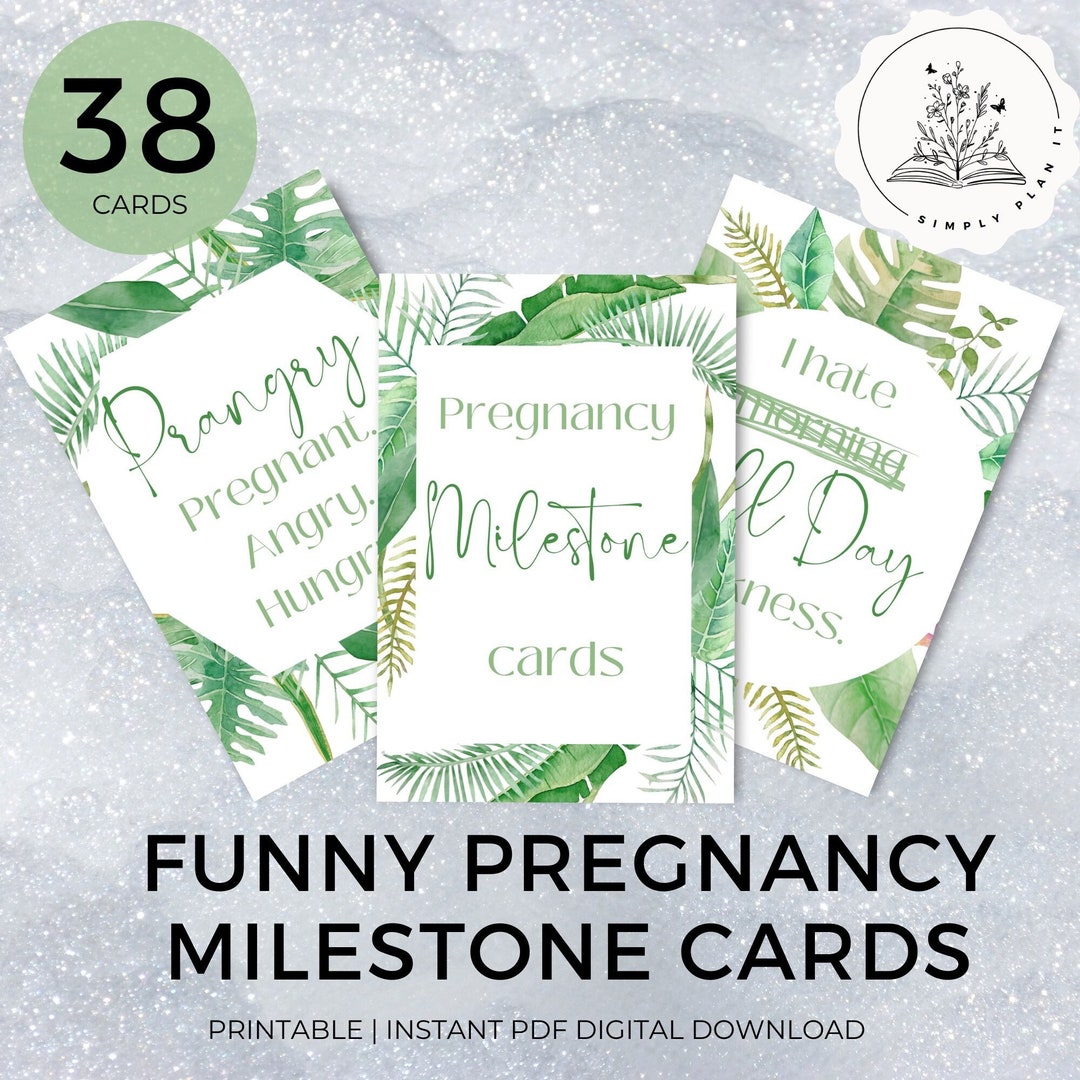 Printable Funny Pregnancy Milestone Cards 38 Cards Green - Etsy