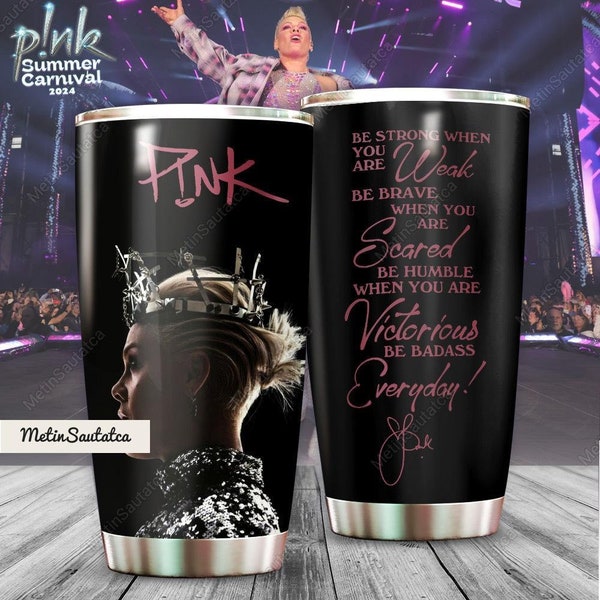 Pink Singer Tumbler, P!nk Summer Carnival 2024 Tumbler, Pink World Tour Tumbler, Stainless Steel Tumbler, 20 oz Tumbler, Water Tumbler