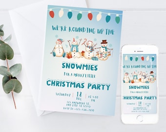 Editable Christmas Party Invitation Template Snowman, Friendsmas Invitation, Friendsmas Party Invitation,Snowmies funny christmas invitation
