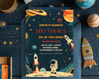 Outer Space Party Invite Out of this world birthday invitation Space Birthday Invitation Editable Birthday Invitation for kids space