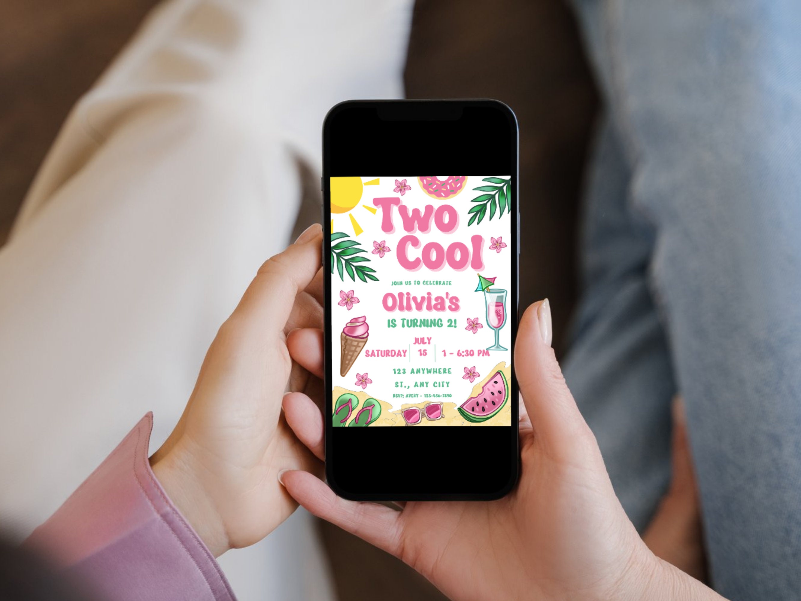Invited Cool Editable Two Cool Birthday Invite Template Girls Two Cool Birthday ...