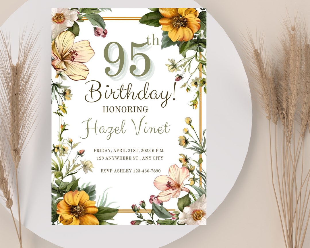 95th Birthday Invitation 95th Birthday for Mom 95th Birthday for 95th Birthday Invitation 95th Birthday for Mom 95th Birthday for