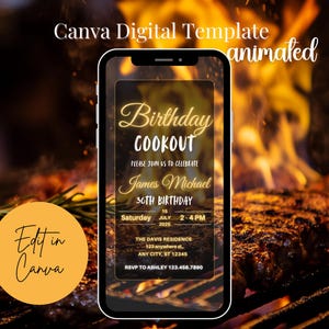 Birthday cookout invitation Template Cookout Invite text invitation birthday cookout Summer Birthday BBQ Invite Grill and Chill Animated