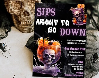 Editable Adult Halloween Party Invitation, Halloween Costume and Cocktails Party Invitation, Sips about to Invitation, Booze and Boos, evite