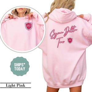 Sigma Delta Tau Fancy Pink Sorority Sweatshirt - Sig Delt Sorority Apparel - Big Little Sorority Reveal - Sorority Merch - Greek Sweatshirt