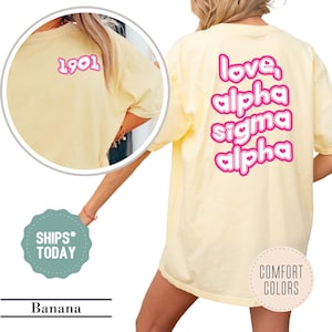 Alpha Sigma Alpha Rosy Heart Sorority T-Shirt - ASA Comfort Colors Shirt - Custom Sorority Shirt - Sorority Apparel - College Greek Shirt