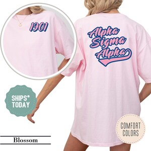 Alpha Sigma Alpha Retro Script Sorority T-Shirt - ASA Comfort Colors Shirt - Sorority Letters - Big Little Merch - Personalized Gift