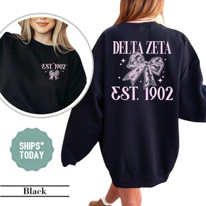 Delta Zeta Sparkle Bow Sorority Sweatshirt - Dee Zee Greek Gift - Big Little Reveal - Sorority Apaprel - Cute Sorority Crewneck