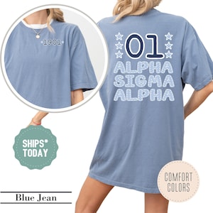 Alpha Sigma Alpha Stellar Num Sorority T-Shirt - ASA Merch - Sorority Apparel - Big Little Shirt - Sorority letters - Custom Sorority Shirt