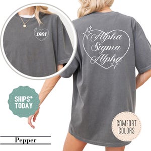 Alpha Sigma Alpha Faded Heart Sorority T-Shirt - ASA Comfort Colors Shirt - Big Little Shirts - Sorority Recruitment Gift - Greek Apparel