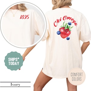Chi Omega Duo Berry Sorority T-Shirt - Chi O Shirt - Sorority Apparel - Big Little Shirts Sorority Reveal - Greek Recruitment Gift