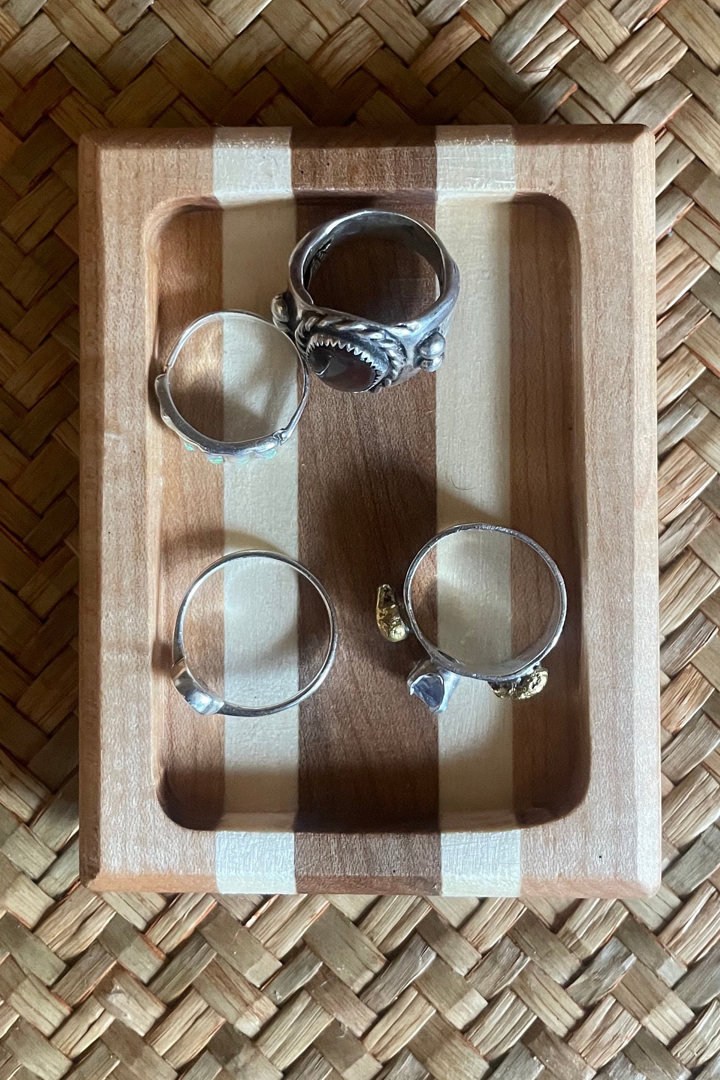 Wooden Ring Dish and Earring Tray Small Jewelry Dish Etsy