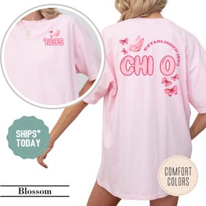 Chi Omega Butterfly Bliss Sorority T-Shirt - Chi O Sorority Merch - Big Little Shirts Sorority Reveal - Greek Apparel - Custom Sorority