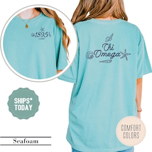Chi Omega Ocean Shells Sorority T-Shirt - Chi O Shirt - Sorority Apparel - College Greek Shirt - Sorority  Merch - Big Little Reveal