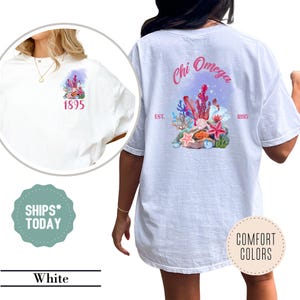 Chi Omega T-Shirt, Sea Blooms Sorority Shirts, Chi O Big Little Apparel