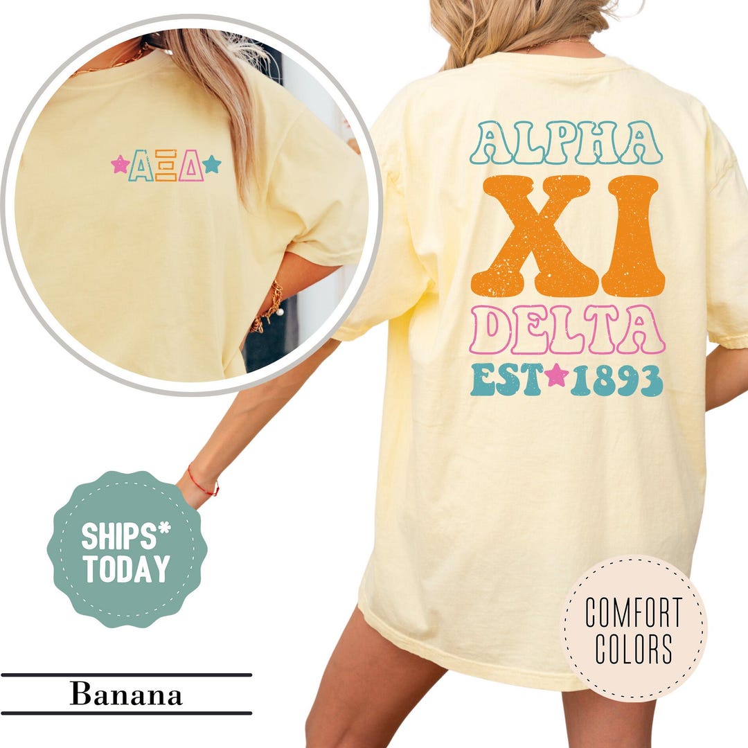 Alpha Xi Delta Chromatic Letters Sorority T-shirt - AXID Sorority ...