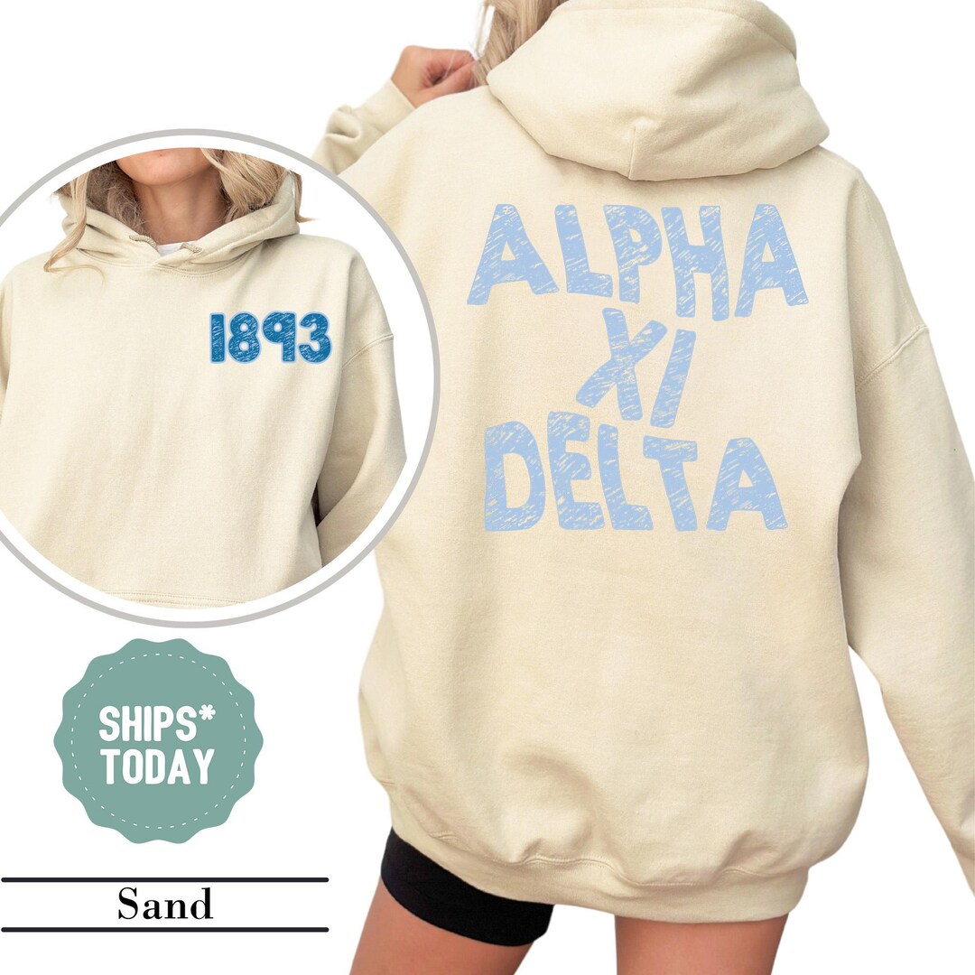Alpha Xi Delta Blue Letters Sorority Sweatshirt - AXID Sorority Apparel ...