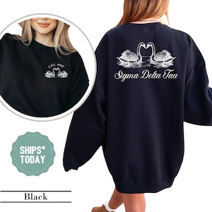 Sigma Delta Tau Swan Blossom Sorority Sweatshirt - Sig Delt Sorority Letters - Greek Apparel - Custom Sorority Hoodie - Big Little Reveal