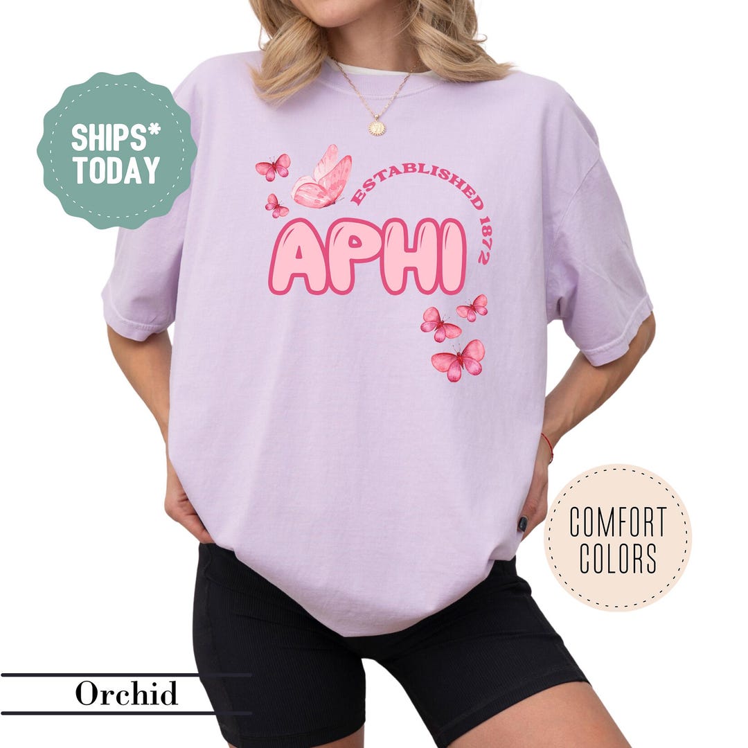 Alpha Phi Rosy Wing Sorority T-shirt - APHI Merch - Sorority Letters ...