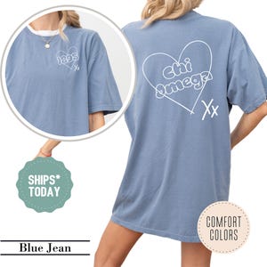Chi Omega Heart Cross Sorority T-Shirt - Chi O Sorority Apparel - Big Little Shirts Sorority Reveal - Custom Sorority Shirt - Greek Gift