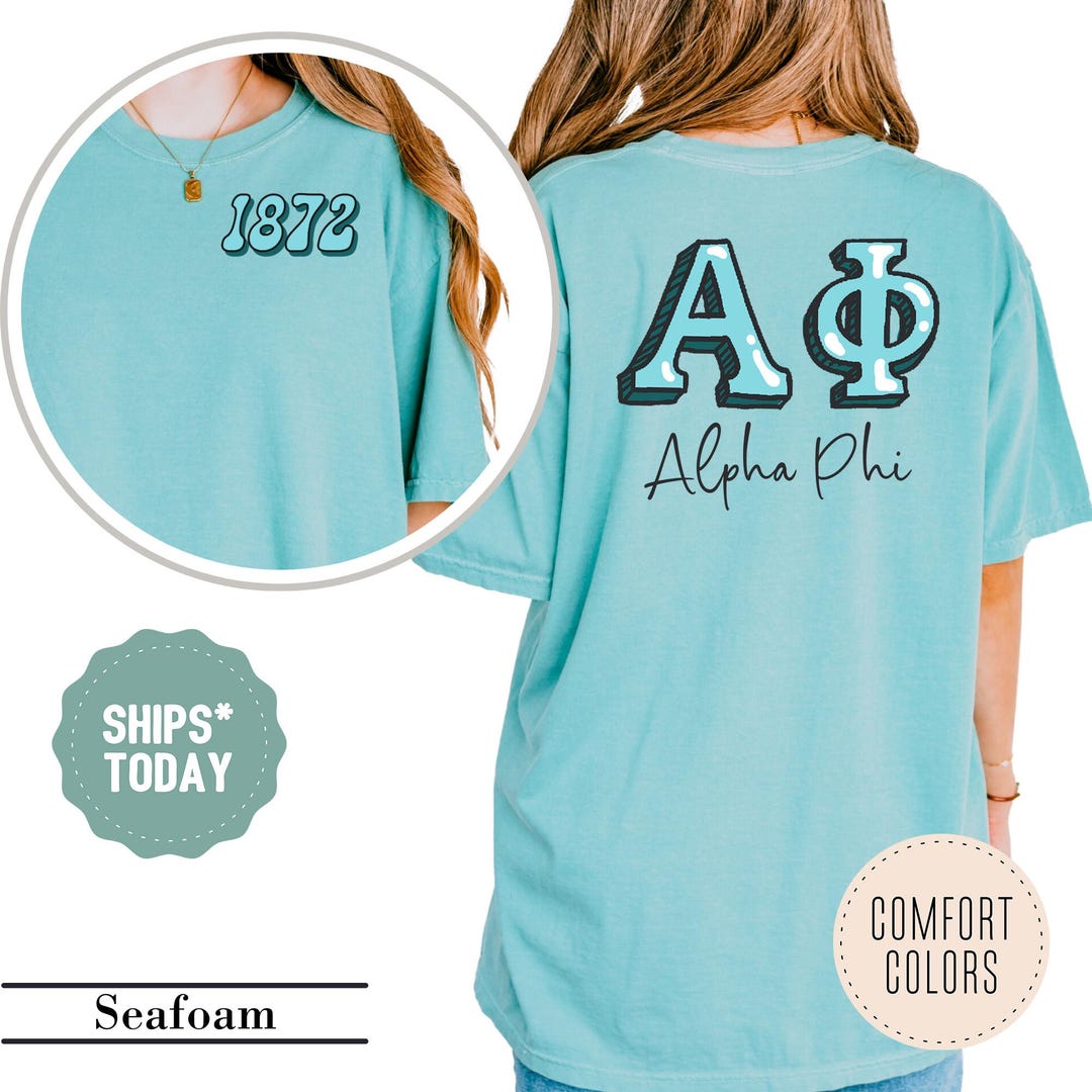 Alpha Phi Ocean Letters Sorority T-shirt - APHI Shirt - Sorority ...