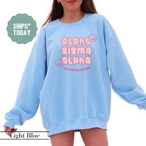 Alpha Sigma Alpha Blush Beam Sorority Sweatshirt -  Sorority Apparel - Sorority Gifts For Little - Sorority Letter - Trendy Crewneck