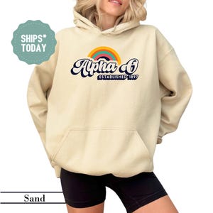 Alpha Omicron Pi Rainbow Flash Sorority Sweatshirt - Alpha O Apparel - Sorority Merch - Alpha Omicron Pi Crewneck Sweatshirt - Greek Gifts