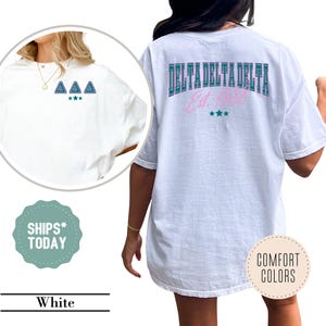 Delta Delta Delta Pink Stride Sorority T-Shirt - Tri Delta Sorority Letters - Big Little Gift - Sorority Apparel - Comfort Colors Shirt