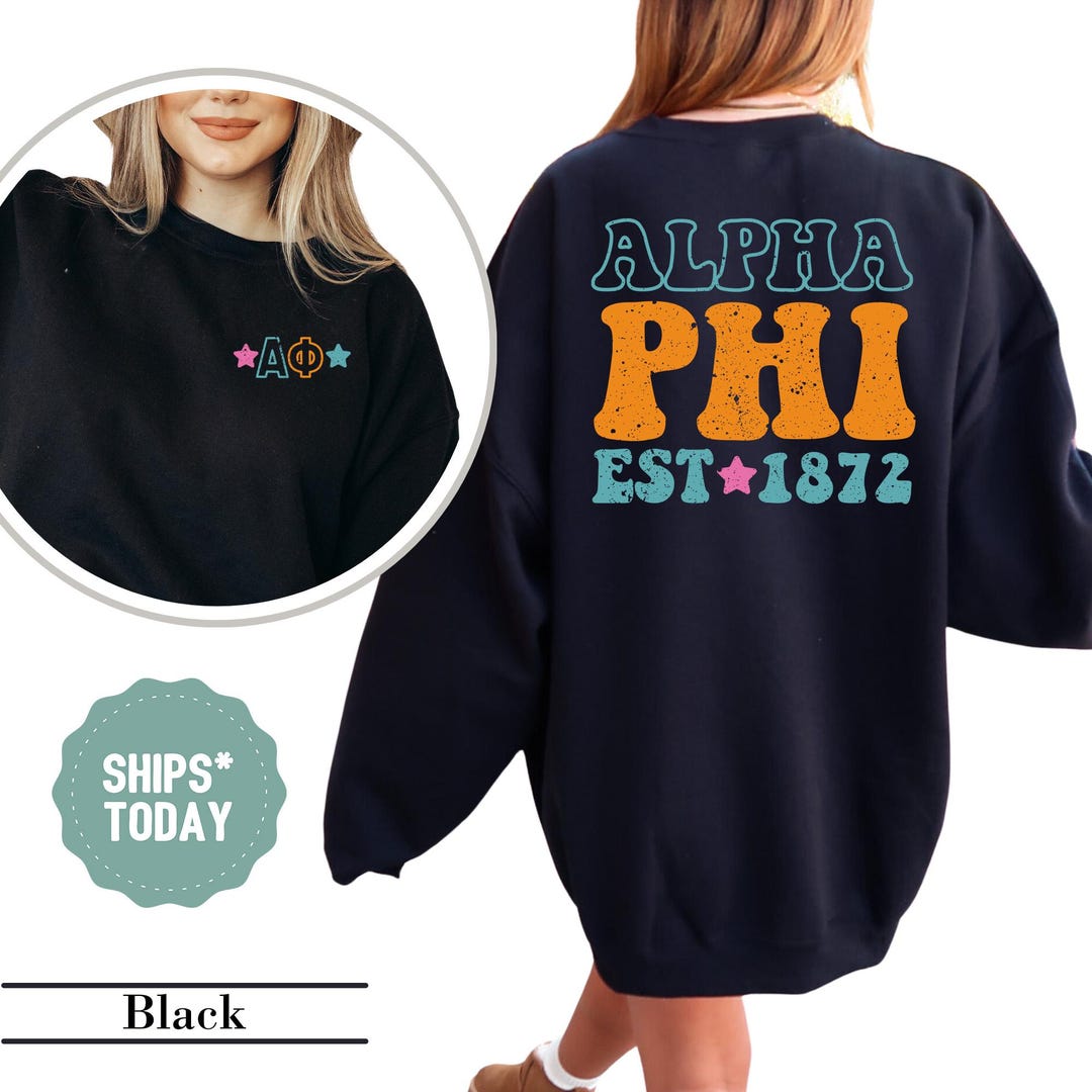 Alpha Phi Chromatic Letters Sorority Sweatshirt - APHI Sorority Letters ...