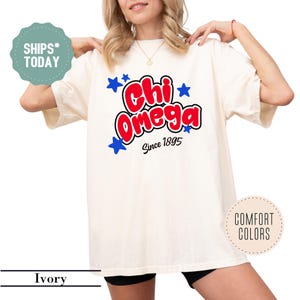 Chi Omega Retro Starlight Sorority T-Shirt - Chi O Crewneck Sweatshirt - Sorority Apparel - Big Little Sorority Reveal - Greek Gifts
