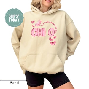 Chi Omega Rosy Wing Sorority Sweatshirt - Chi O Crewneck Sweatshirt - Sorority Merch - Big Little Basket - College Greek Apparel